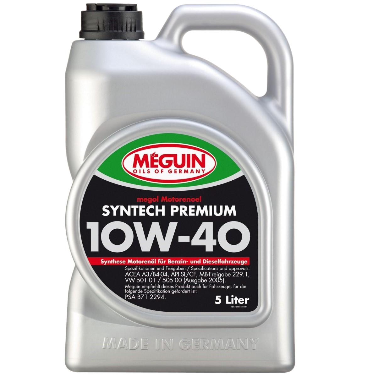 Моторное масло MEGUIN Megol Syntech Premium 10W-40, 5л (MEGUIN: 4338)